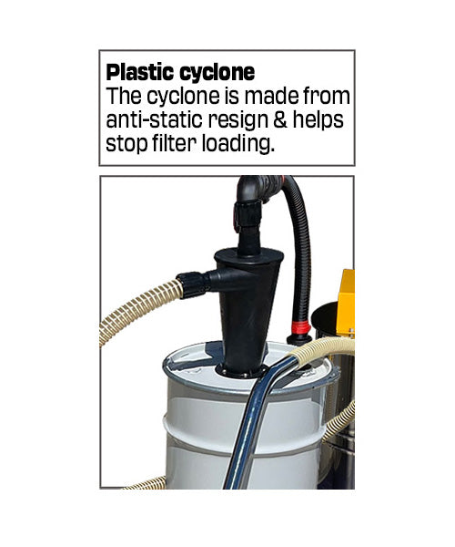 Dust vac with cyclone 60 litre waste tank-150 cfm