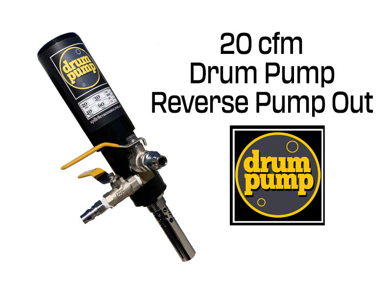Air operated Drum Pump 20 cfm  - Reverse fluid pump out - Fluids, coolant, oils, water, bilge