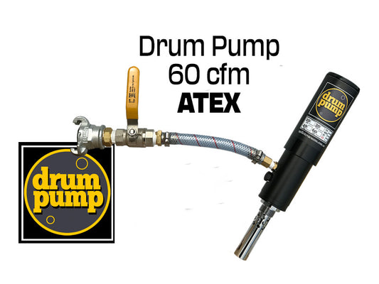 Air operated Drum Pump 60 Cfm High Power - Explosion proof ATEX certified. Flammable fluids