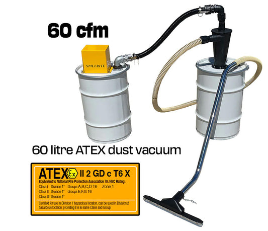 60 litre dust vacuum explosion proof 60 cfm - ATEX certified