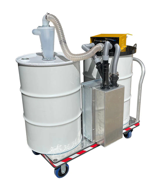 Cement dust reverse filter clean vacuum 100 cfm with HEPA and cyclone