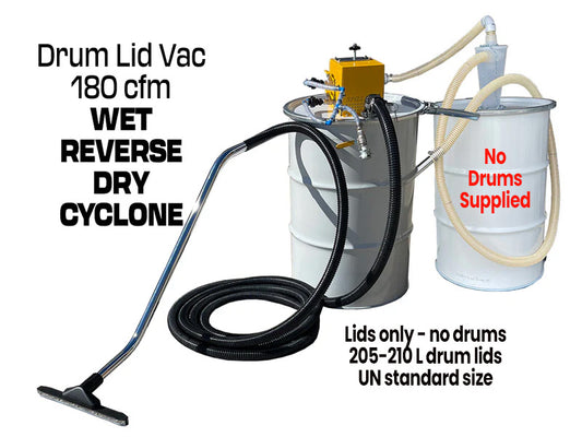 Drum Lid Vacuum 180cfm Wet/Dry RPO & Cyclone-No Drums Lids only