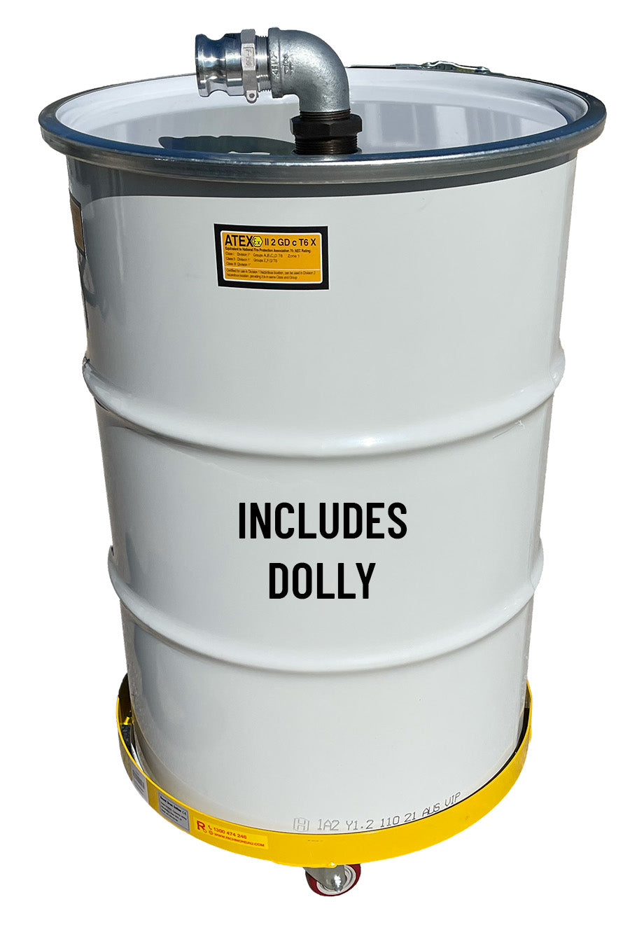 Drum 205 litre heavy duty + lid/lock ring + Dolly